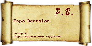 Popa Bertalan névjegykártya
